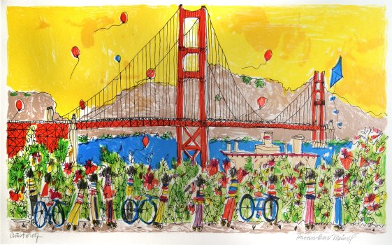 Susan Pear Meisel, Golden Gate Bridge, Lithograph, Overall: 20 × 27 × 1 in. (50.8 × 68.6 × 2.5 cm), Collection of Art in Embassies, Washington, D.C.; Gift of Sidney Meisel