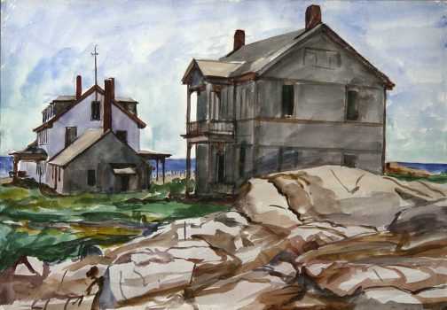 Reginald Marsh, Beach Houses, Watercolor, 14 x 20 in. (35.6 x 50.8 cm), Collection of Art in Embassies, Washington, D.C.; Gift of William Benton