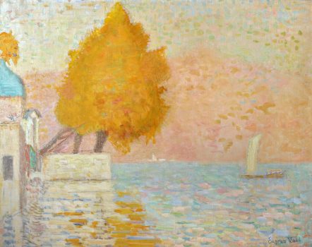 Eugene Vail, The Tree at the Village Carlotta, Oil on canvas, Overall: 37 1/2 × 45 × 1 1/2in. (95.3 × 114.3 × 3.8cm), Collection of Art in Embassies, Washington, D.C.; Gift of an anonymous donor