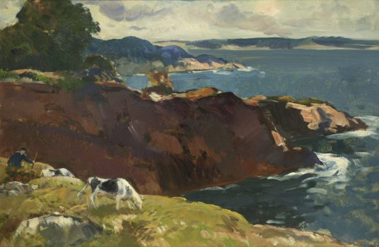 Gifford Beal, River Landscape with Cows, Oil on board, Overall: 20 × 30in. (50.8 × 76.2cm), Collection of Art in Embassies, Washington, D.C.; Gift of the Estate of Gifford Beal, Courtesy of Kraushaar Galleries, New York, New York