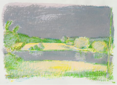 Wolf Kahn, Greens and Grays of Summer, Silkscreen, Image: 22 1/2 × 30in. (57.2 × 76.2cm); frame: 26 1/2 × 34 1/2in. (67.3 × 87.6cm), Courtesy of the Wolf Kahn Foundation, New York, New York, Wolf Kahn Collection