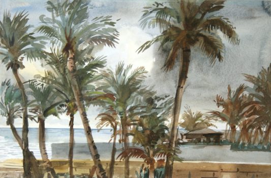 Reginald Marsh, Miami Beach, Watercolor, Overall: 29 3/4 x 37 1/4 x 3 1/4 in. (75.6 x 94.6 x 8.3 cm), Collection of Art in Embassies, Washington, D.C.; Gift of William Benton