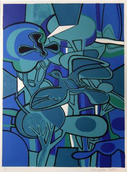 Françoise Gilot, Birds in the Forest, Lithograph, Overall: 36 x 28 3/4 x 1 3/8 in. (91.4 x 73 x 3.5 cm), Collection of Art in Embassies, Washington, D.C.; Gift of Mr. and Mrs. Philip Berman