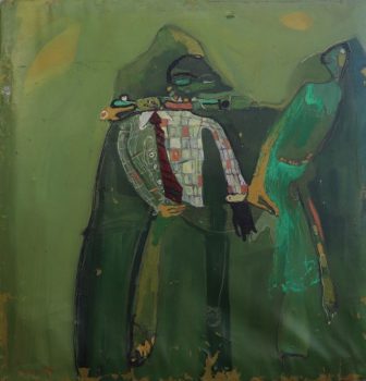 Ermias Mazengia, Untitled, Oil on canvas, 37 13/16 × 37 13/16in. (96 × 96cm), Courtesy of Mazengia Kebede and Yalemwork Getahun, Addis Ababa, Ethiopia