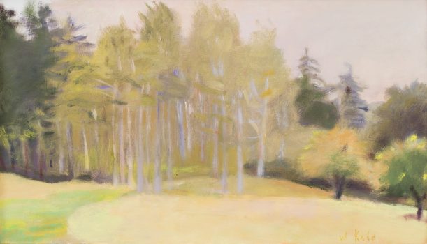 Wolf Kahn, Aspen Grove, Oil on canvas, Image: 16 × 28in. (40.6 × 71.1cm); frame: 17 × 29in. (43.2 × 73.7cm), Courtesy of the Wolf Kahn Foundation, New York, New York, Wolf Kahn Collection