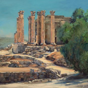 Leanne Fink, Jerash Temple Trek, Overall: 20 x 20 in. (50.8 x 50.8cm) Courtesy of the artist, Hamilton, Virginia.