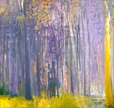 Wolf Kahn, Free Verticals, Oil on canvas, Image: 42 × 44in. (106.7 × 111.8cm); frame: 43 × 45in. (109.2 × 114.3cm), Courtesy of the Wolf Kahn Foundation, New York, New York, Wolf Kahn Collection