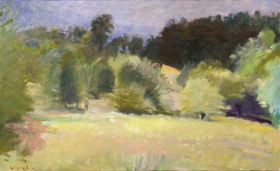 Wolf Kahn, Apple Orchard in Disuse, Oil on canvas, Overall: 23 1/4 x 37 1/4 x 1 1/2 in. (59.1 x 94.6 x 3.8cm), Courtesy of the artist, Brattleboro, Vermont and New York, New York