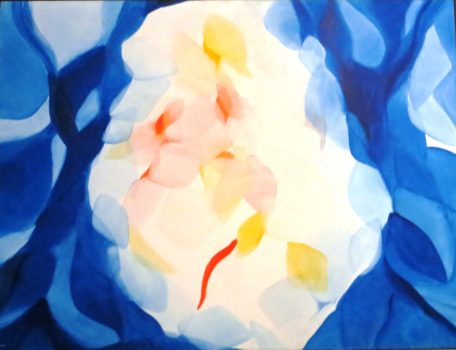 Alice Baber, Blue Drum of the Jaguar`s Ladder, Oil on canvas, Overall: 58 × 77in. (147.3 × 195.6cm), Collection of Art in Embassies, Washington, D.C.; Gift of The Estate of Alice Baber