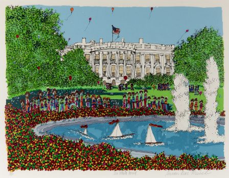 Susan Pear Meisel, The White House, Screenprint, Overall: 26 1/2 × 31 1/2 × 1 1/2 in. (67.3 × 80 × 3.8 cm), Collection of Art in Embassies, Washington, D.C.; Gift of Franklin Wilk