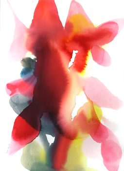 Alice Baber, Jaguar Sees the Frog, Watercolor, Overall: 36 1/2 x 28 1/2 x 1 1/2 in. (92.7 x 72.4 x 3.8 cm), Collection of Art in Embassies, Washington, D.C.; Gift of The Estate of Alice Baber