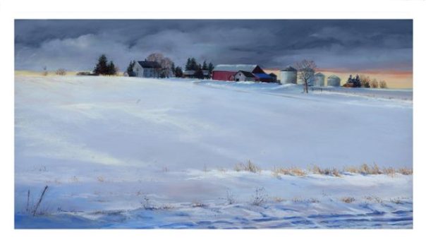 Marcia Wegman, Winter Farm, Digital print from pastel drawing, image: 19 x 36in. (48.3 x 91.4cm)
frame: 25 x 42in. (63.5 x 106.7cm), Courtesy of the artist, Iowa City, Iowa
