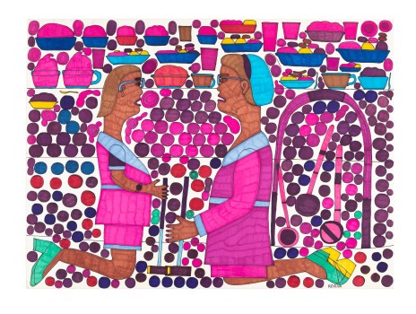 Regina Broussard, Untitled, 22x30, Ink on paper, Courtesy of the Creative Growth Art Center in Commemoration of the 250th Anniversary of the United States.