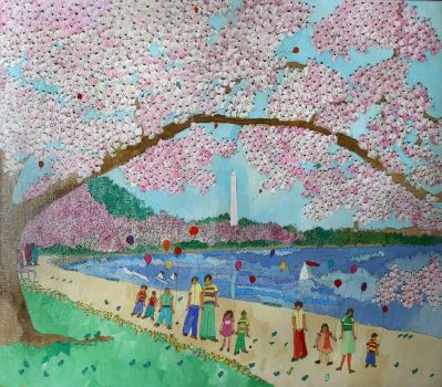 Susan Pear Meisel, Cherry Blossoms, Acrylic on canvas, Overall: 29 1/2 × 33 1/2 × 2 in. (74.9 × 85.1 × 5.1 cm), Collection of Art in Embassies, Washington, D.C.; Gift of Aaron J. Miller