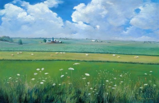 Marcia Wegman, Summer Fields and Flowers II, Digital print from pastel drawing, image: 24 x 36in. (61 x 91.4cm)
frame: 31 x 42in. (78.7 x 106.7cm), Courtesy of the artist, Iowa City, Iowa