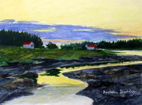 Barbara Ernst Prey, Sunset, Watercolor, 5 x 7 in. (12.7 x 17.8 cm) unframed; 13 x 15 in. (33.0 x 38.1 cm) framed, Courtesy of the artist, Oyster Bay, New York