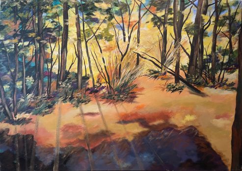 Kitty Klaidman, Forest Memories I (23), Acrylic on canvas, Overall: 46 × 68 × 2in. (116.8 × 172.7 × 5.1cm)
Framed: 49 7/16 × 70 1/16 × 2 3/16in. (125.6 × 178 × 5.6cm), Collection of Art in Embassies, Washington, D.C.; Gift of the artist, Bethesda, Maryland