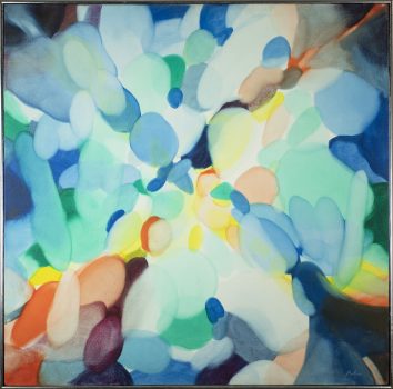 Alice Baber, Crane Letter, Oil on canvas, Overall: 33 3/4 x 33 3/4 x 1 3/4 in. (85.7 x 85.7 x 4.4 cm), Collection of Art in Embassies, Washington, D.C.; Gift of The Estate of Alice Baber