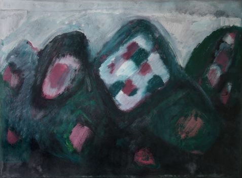 William A. Kienbusch, Swamp Roses and Fog, Casein (milk paint) on canvas, 22 1/4 x 29 3/4 in. (56.5 x 75.6 cm), Collection of Art in Embassies, Washington, D.C.; Gift of Kraushaar Galleries, New York, New York