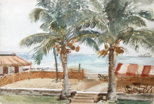 Reginald Marsh, Miami 1930, Watercolor, Overall: 27 x 34 1/4 x 1 in. (68.6 x 87 x 2.5cm), Collection of Art in Embassies, Washington, D.C.; Gift of William Benton