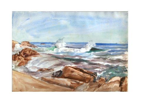 Reginald Marsh, Breakers, Watercolor, Overall: 27 x 32 3/4 x 1 3/4 in. (68.6 x 83.2 x 4.4 cm), Collection of Art in Embassies, Washington, D.C.; Gift of William Benton