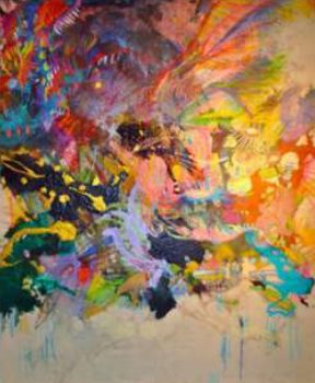 Alex Nuñez, Do Less, Mixed media on canvas, 66 × 58in. (167.6 × 147.3cm), Courtesy of the artist, Miami, Florida