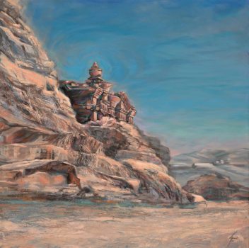 Leanne Fink, Jewel of Jordan, Oil and cold wax on linen, unframed: 20 × 20in. (50.8 × 50.8cm), Courtesy of the artist, Hamilton, Virginia