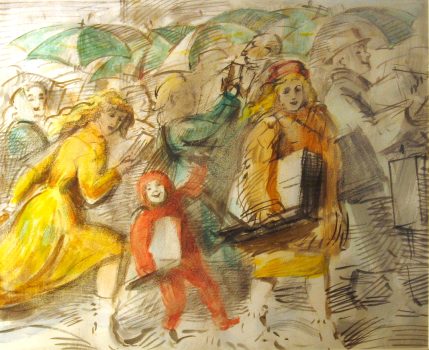 Reginald Marsh, Christmas Shoppers #2, Ink on paper, Overall: 26 1/2 × 30 1/4 × 2 1/2in. (67.3 × 76.8 × 6.4cm), Collection of Art in Embassies, Washington, D.C.; Gift of William Benton