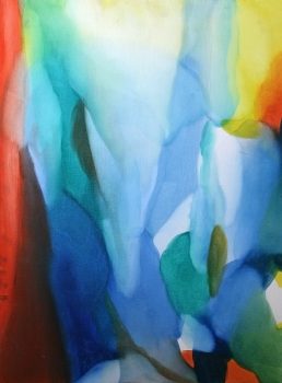 Alice Baber, Meeting, Oil on canvas, Overall: 24 3/4 × 18 3/4 × 1 1/2in. (62.9 × 47.6 × 3.8cm), Collection of Art in Embassies, Washington, D.C.; Gift of The Estate of Alice Baber