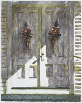 Barbara Ernst Prey, God and Country, Watercolor on paper, 27 1/2 x 22 in. (69.9 x 55.9 cm), Courtesy of the artist, Oyster Bay, New York